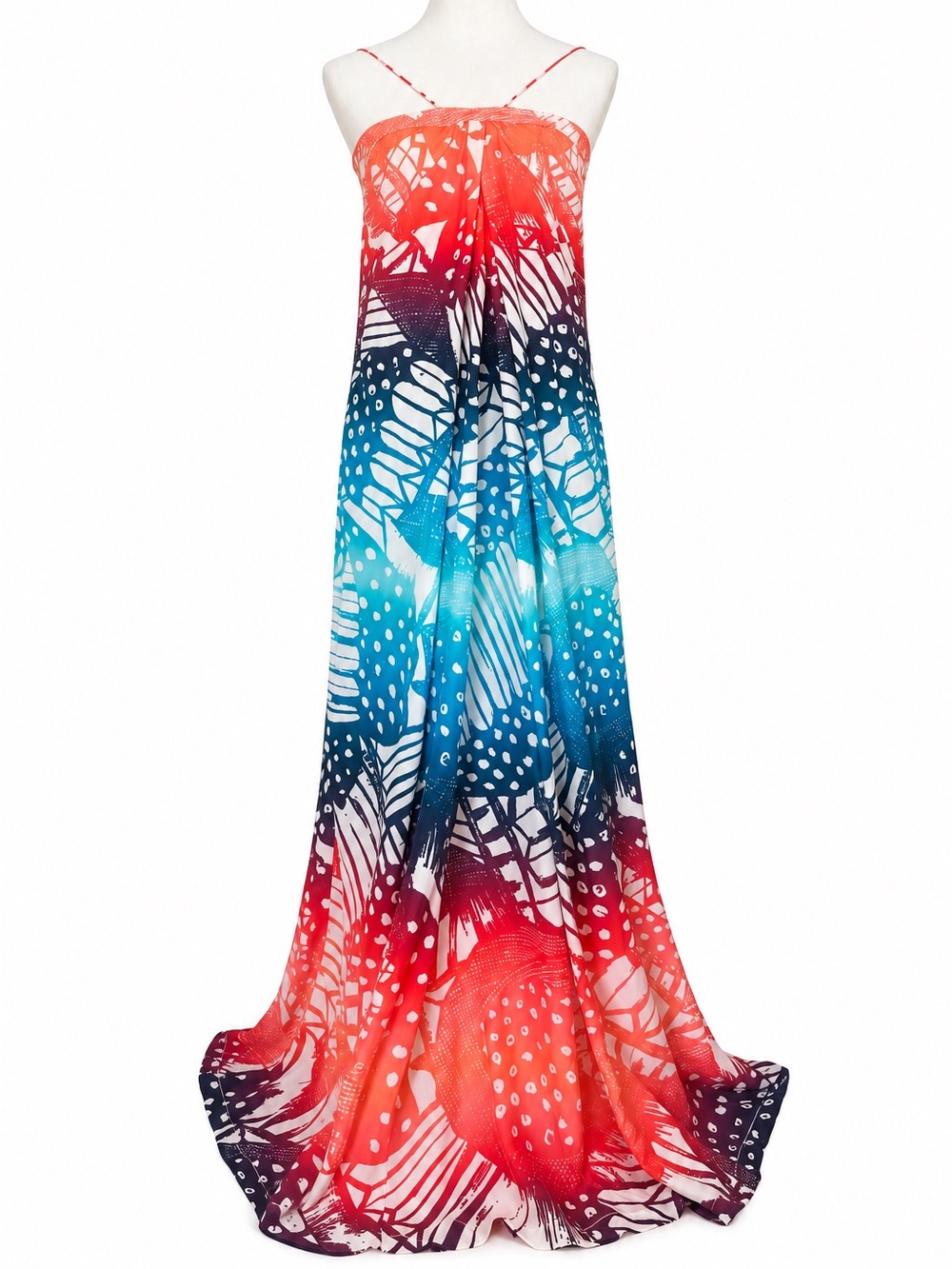 DVF Silk Print Maxi Dress Diane Von Furstenberg 8 EUC